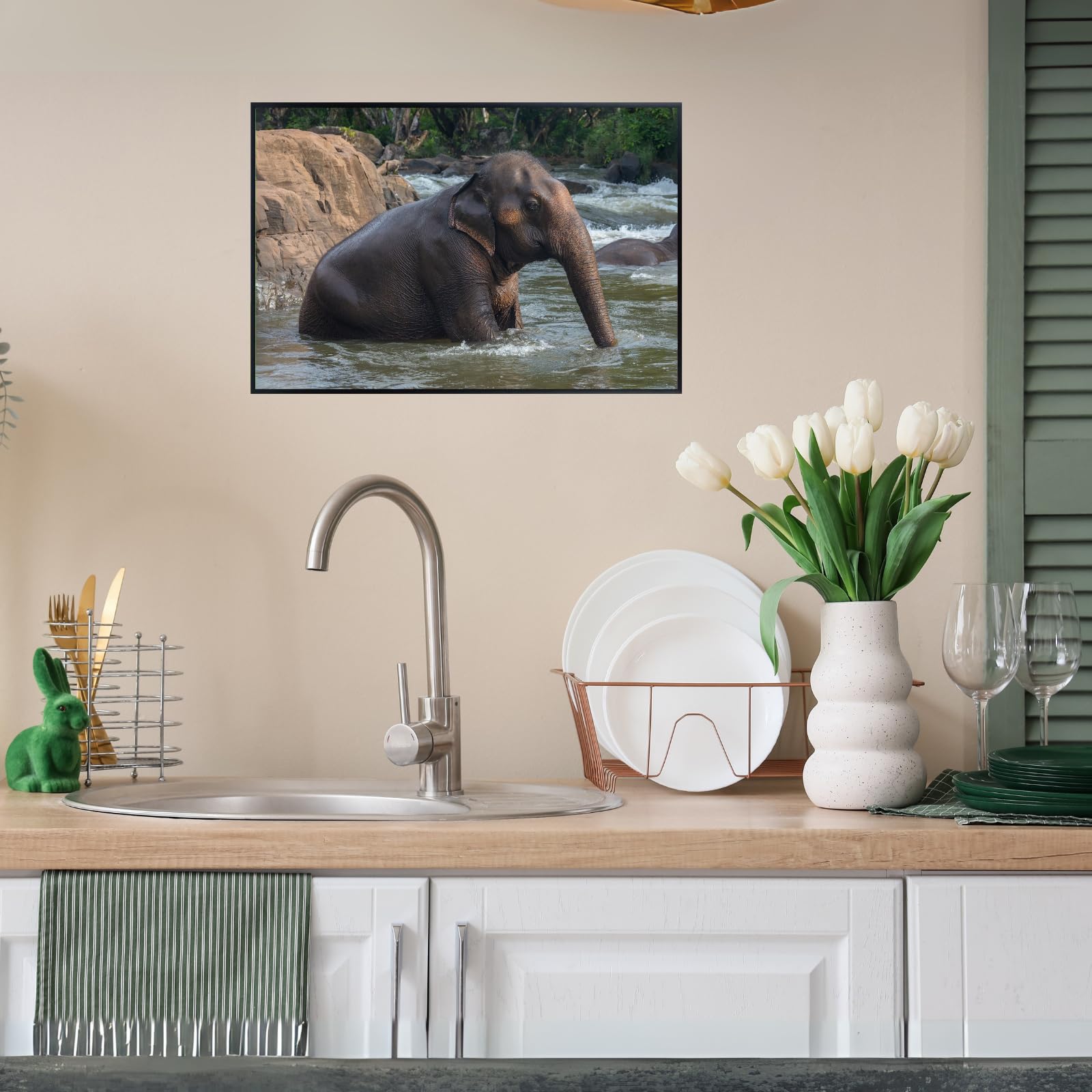 Asian Elephant Poster Wall Art Print – Wildlife Animal Decor for Living Room, Bedroom, or Office