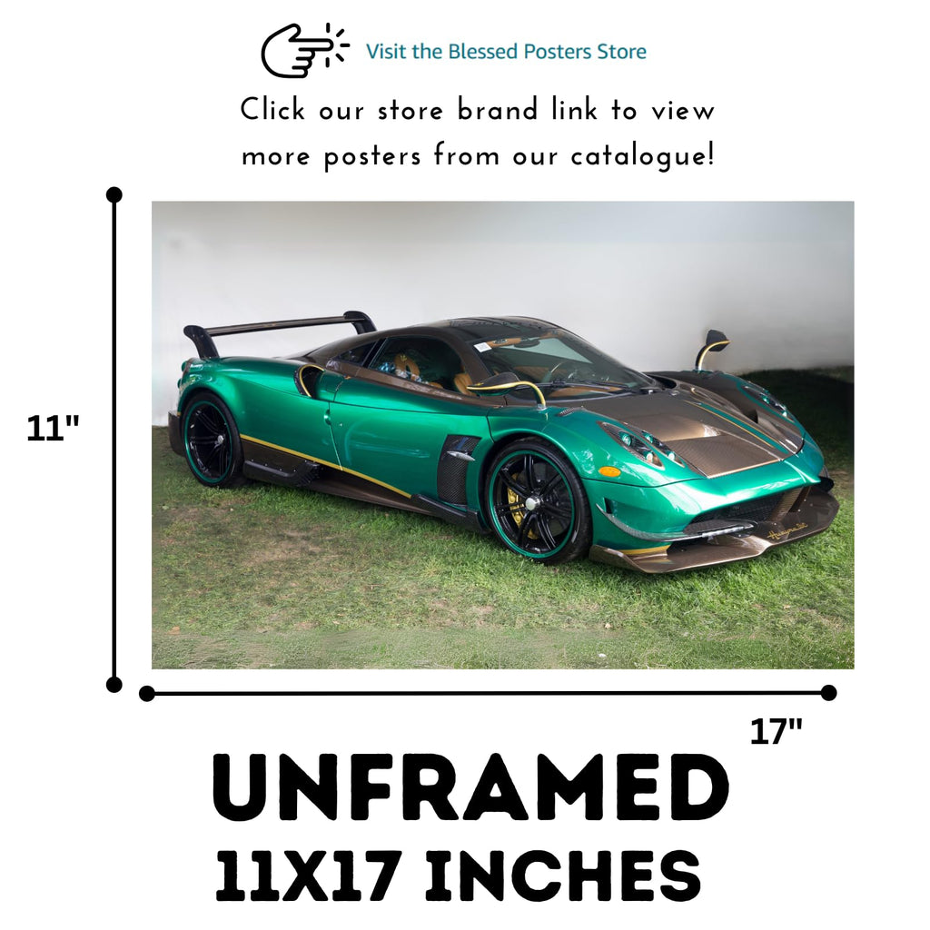 Blessed Posters Pagani Huayra Poster – Exotic Italian Hypercar Wall Art for Garage Bedroom Office Living Space Luxury Automotive Décor