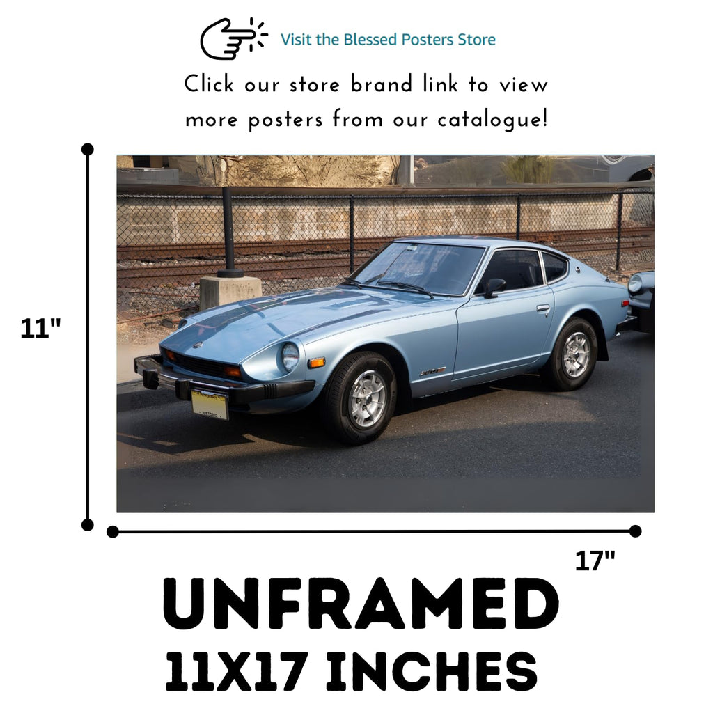 Blessed Posters Datsun 240Z Poster – Classic JDM Drift Car Wall Art for Garage Bedroom Office Living Space – Retro Japanese Auto Decor Accent
