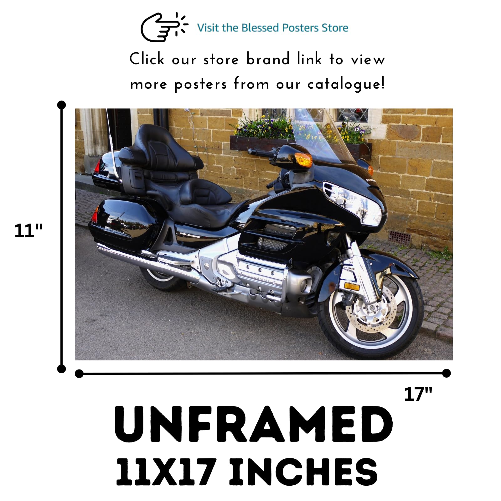 Gold Wing Poster - Motorcycle Wall Art for Garage, Office, or Home