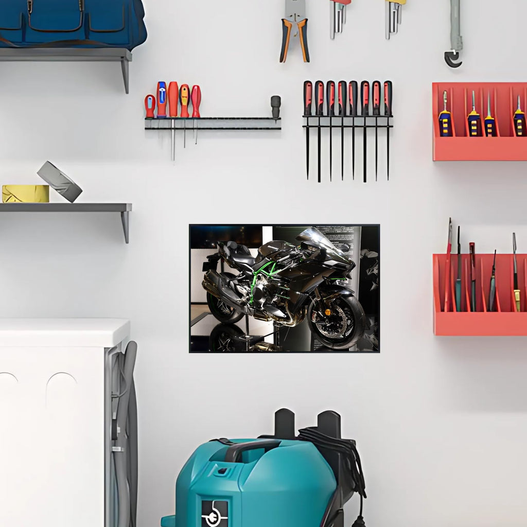 Kawasaki Ninja H2 Wall Art – Motorcycle Poster Print for Garage, Office, or Man Cave Decor