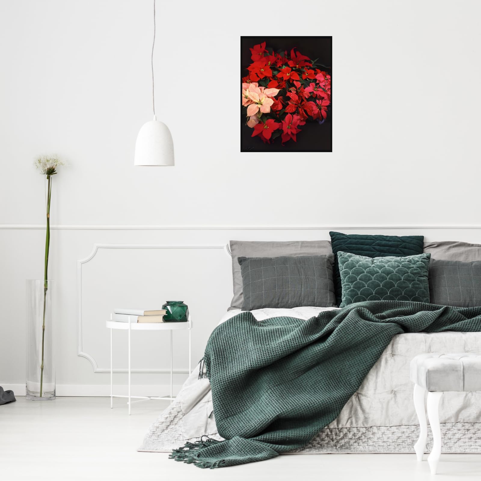 Poinsettia Flowers Poster – Botanical Christmas Wall Art for Home Decor, Vintage Floral Print for Living Room, Bedroom, Office, or Gallery Wall Decoration