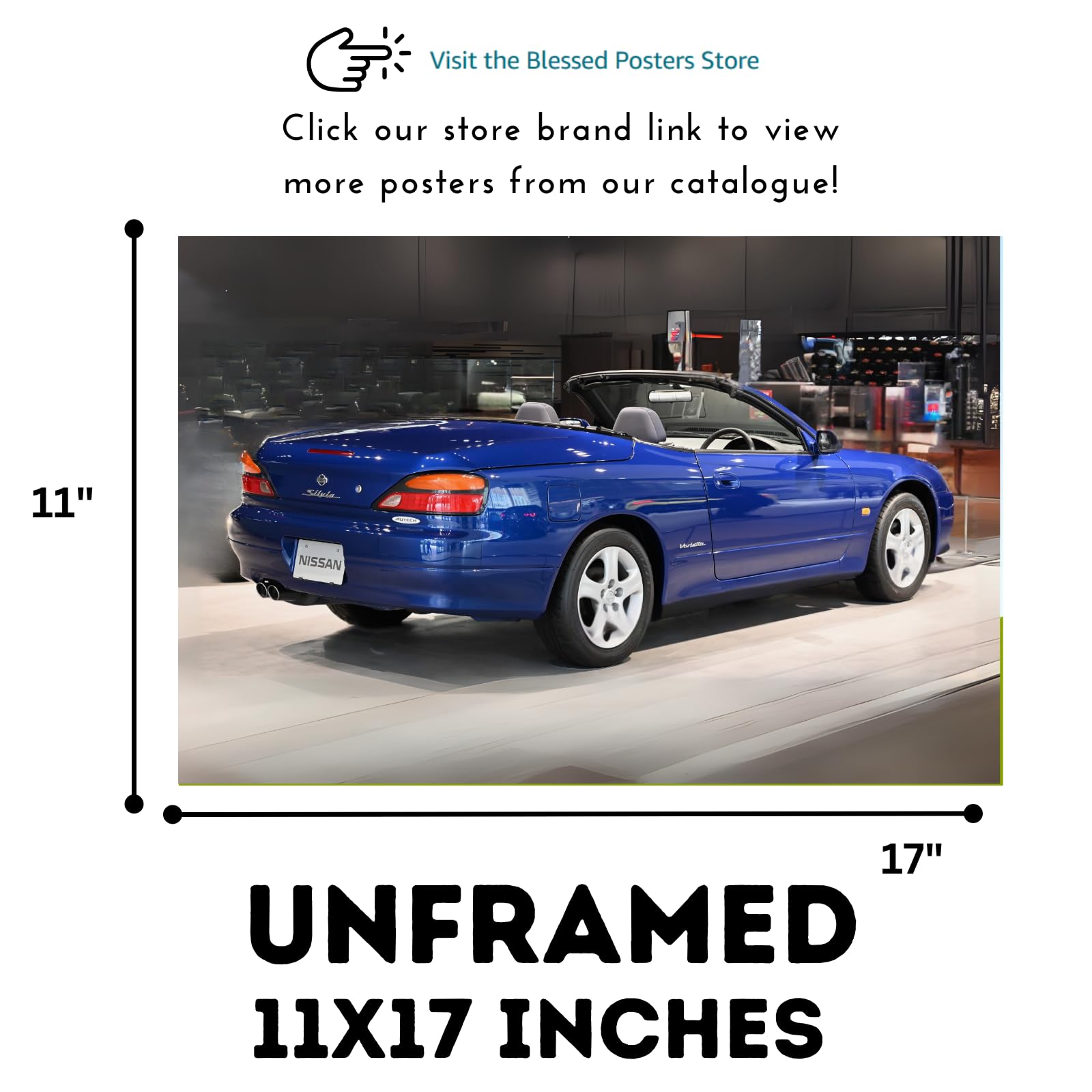 Blessed Posters Nissan Silvia S13 S14 Poster – Classic JDM Drift Car Wall Art for Garage Bedroom Office Living Room Retro Tuner Decor