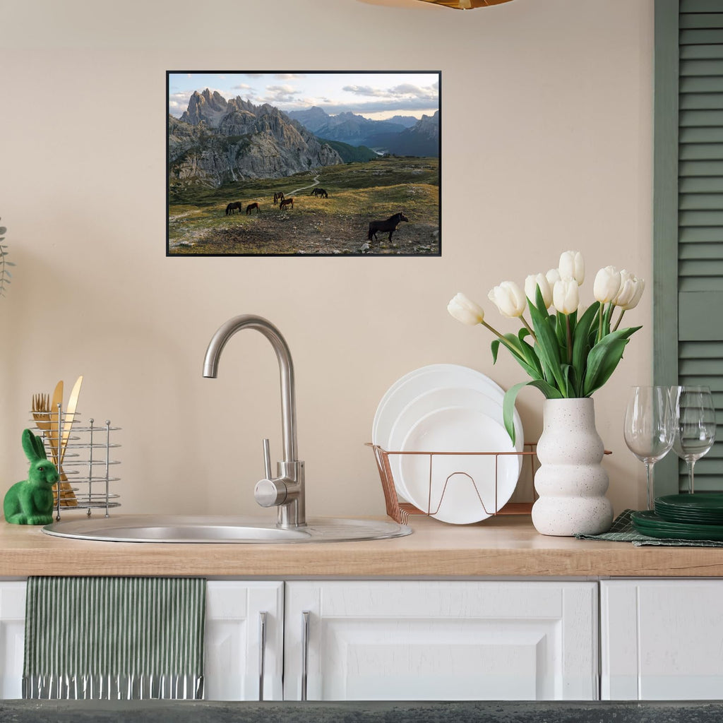 Cime Horses Poster – Nature Wildlife Wall Art Print for Living Room, Bedroom, Office, or Home Decor