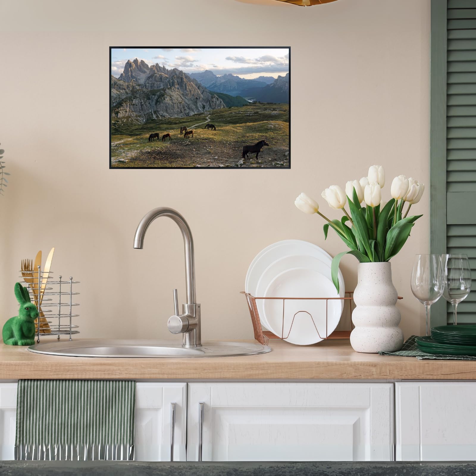 Cime Horses Poster – Nature Wildlife Wall Art Print for Living Room, Bedroom, Office, or Home Decor
