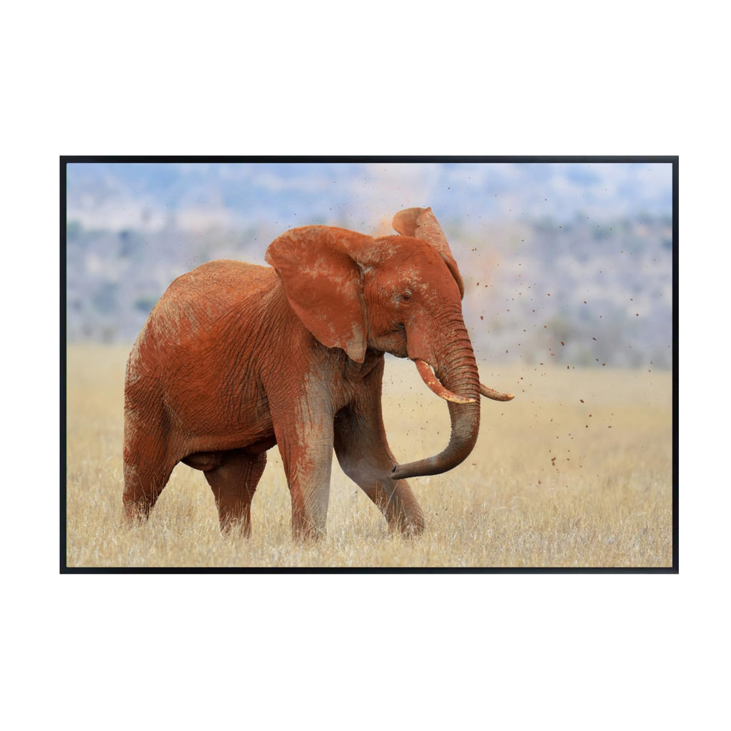 Red Elephant Wall Art Print – Wildlife Animal Poster for Home Decor, Living Room, Bedroom, or Office Decoration