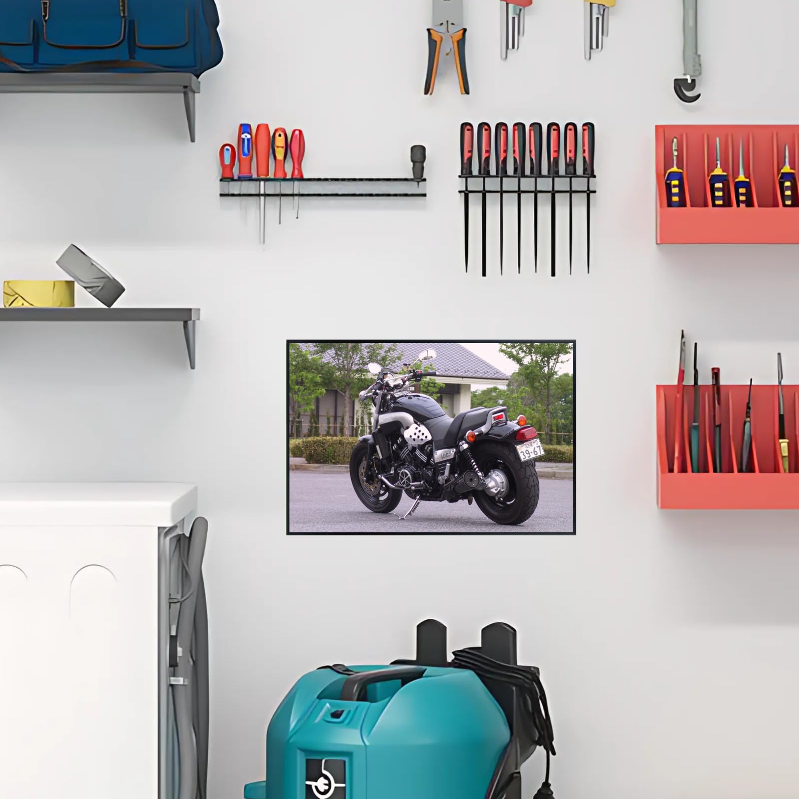 Yamaha VMAX Motorcycle Poster - Power Cruiser Wall Art Print for Rider Garage, Living Room or Man Cave