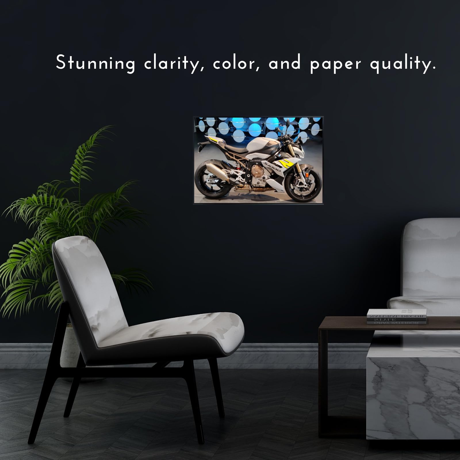 BMW S1000R Motorcycle Wall Art Poster – Modern Motorbike Decor for Garage, Office, or Living Room
