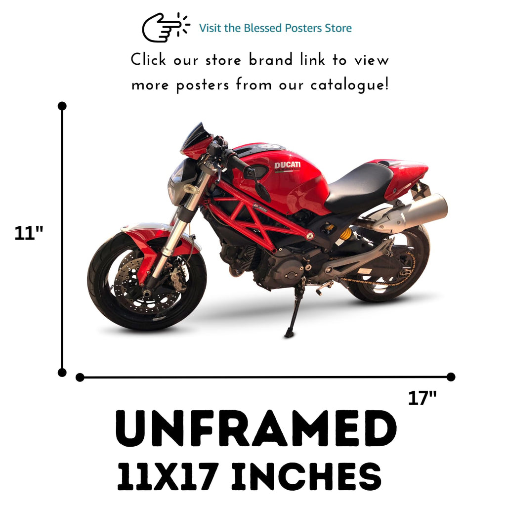 Ducati Monster 696 Street Bike Wall Art Print - Rider Decor for Garage, Office, or Man Cave