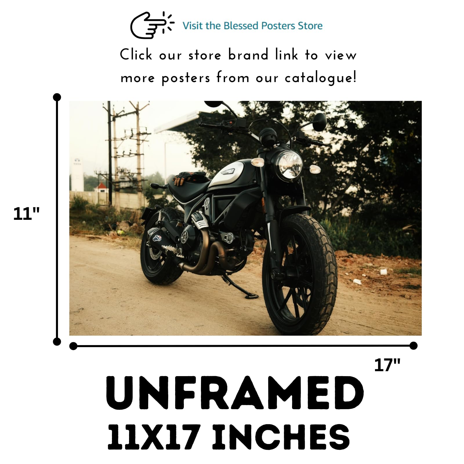 Ducati Scrambler Motorcycle Poster - Retro Motorbike Wall Deco for Garage, Office, or Man Cave
