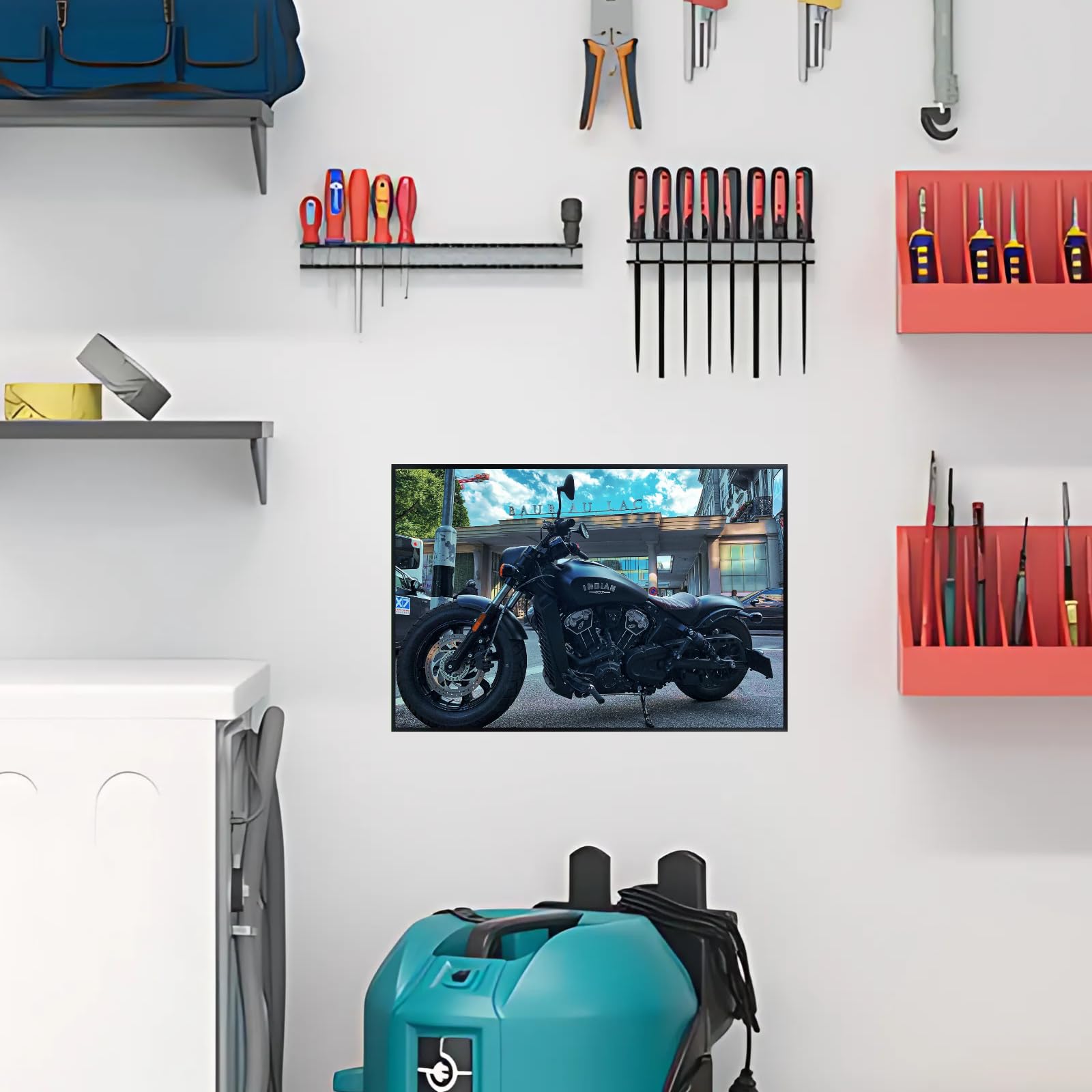 Indian Scout Motorcycle Wall Art - Modern Motorbike Decor for Garage, Office, or Living Room