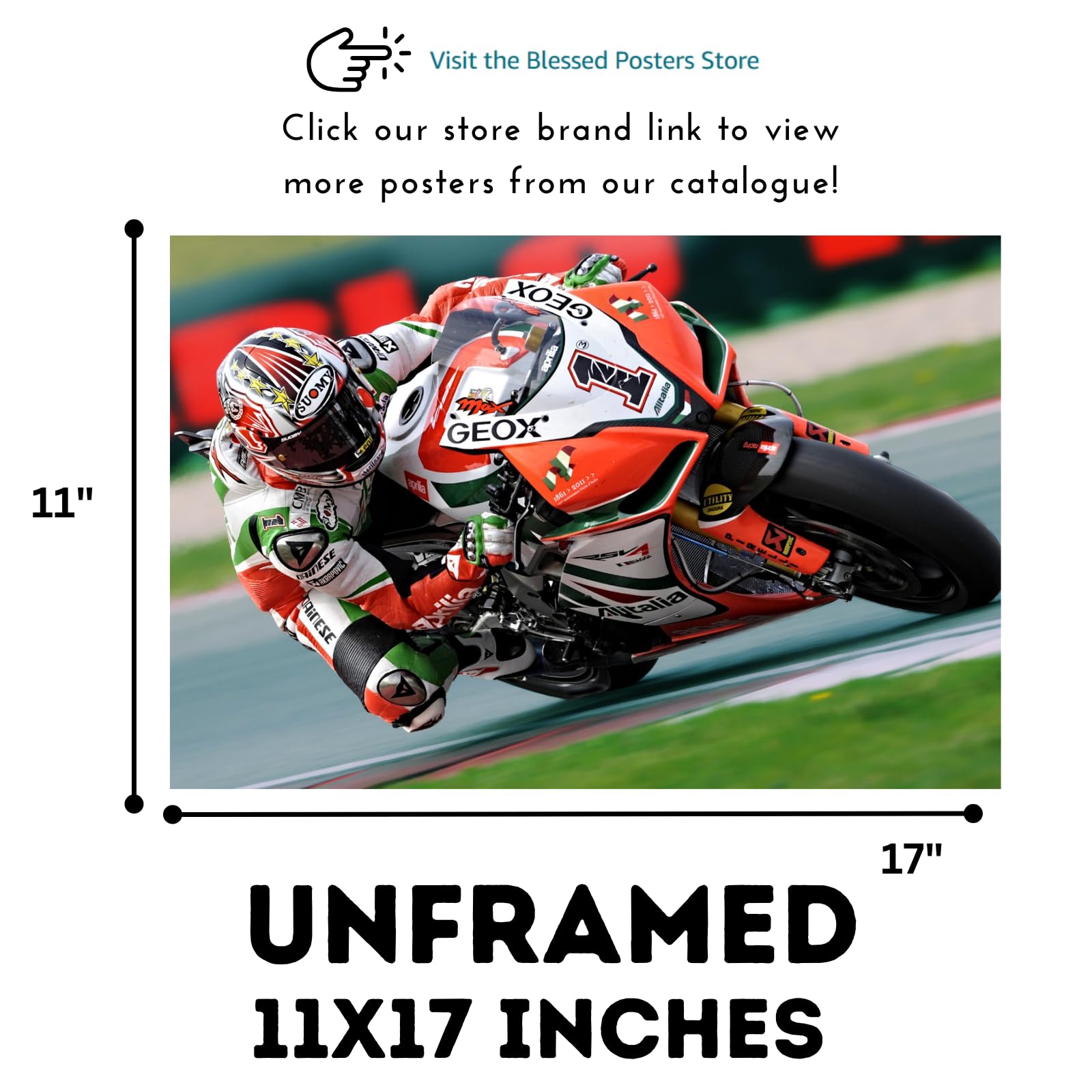 Aprilia RSV Poster -  Motorcycle Wall Art Print for Garage, Office, or Rider Spaces