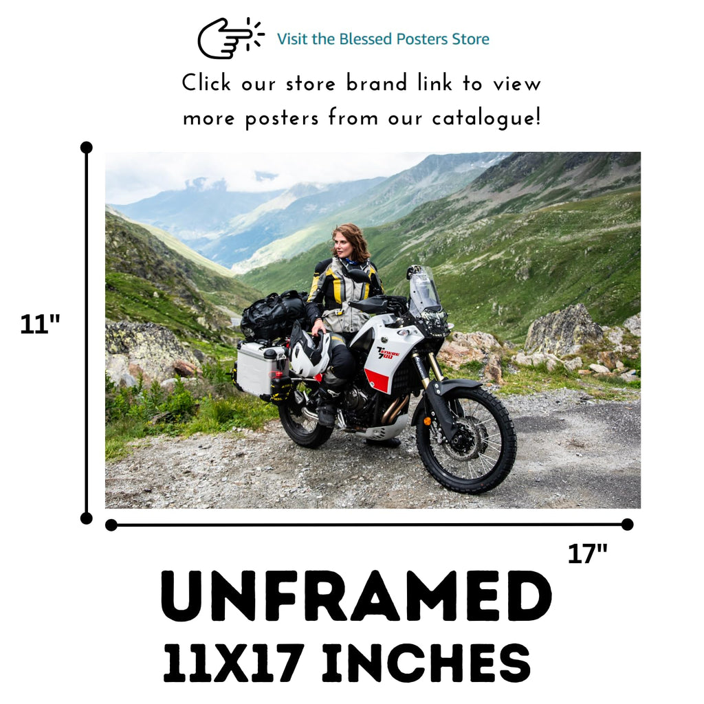 Yamaha Ténéré 700 Adventure Motorcycle Poster - Dual Sport Bike Wall Art Print for Garage, Office, or Man Cave