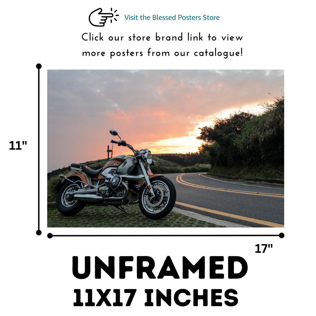 BMW Motorcycle Wall Art Poster – Modern Motorbike Decor for Garage, Office, or Living Room