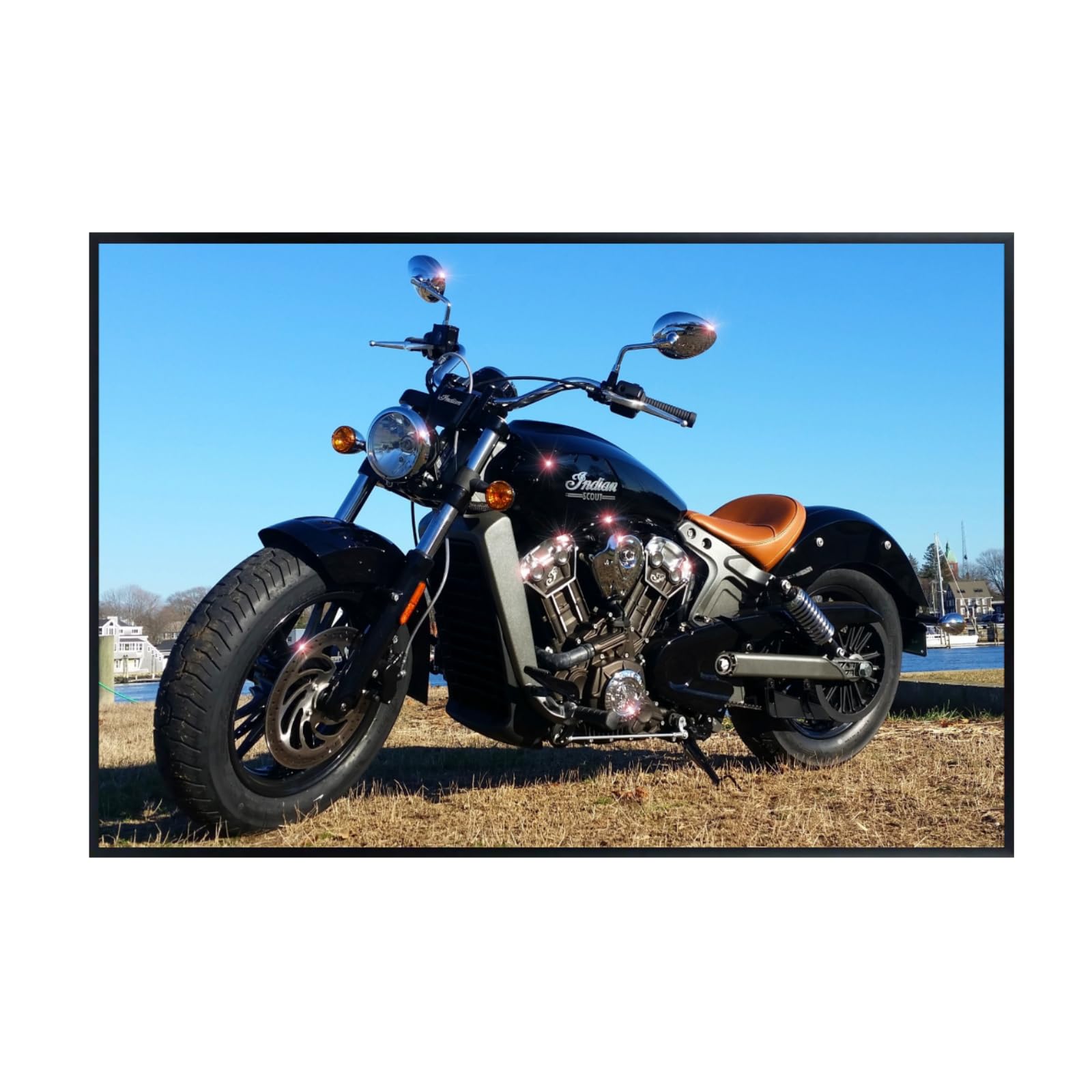 Indian Scout Motorcycle Poster Wall Art Decor for Garage, Office or Man Cave