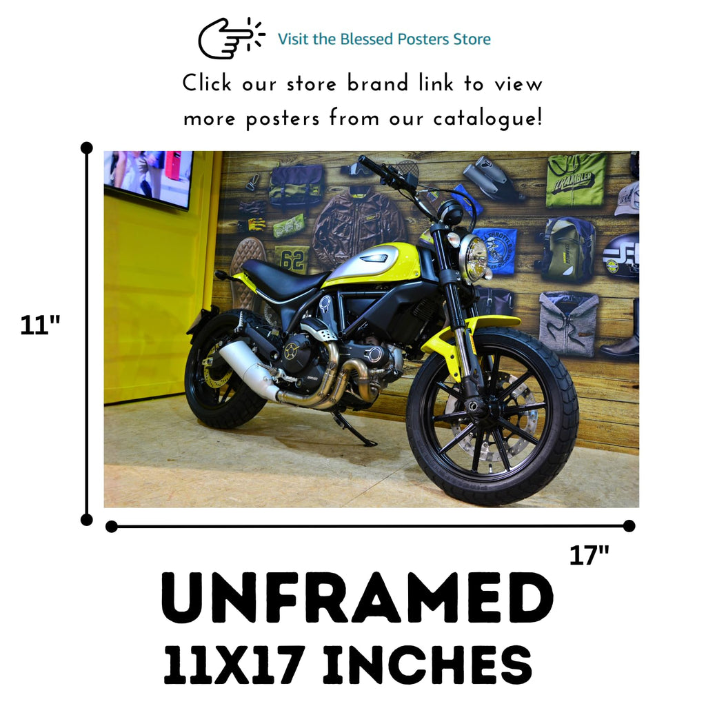 Ducati Scrambler Motorcycle Poster -  Classic Bike Decor for Garage, Office, or Man Cave