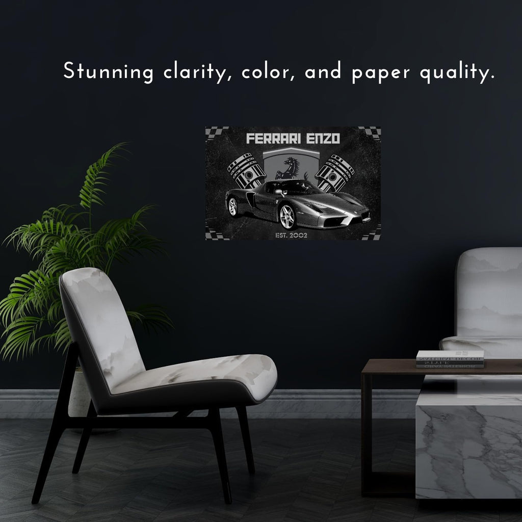 Blessed Posters Ferrari Enzo Poster – Luxury Hypercar Wall Art Print – Exotic Car Poster for Garage Office Bedroom Home Décor