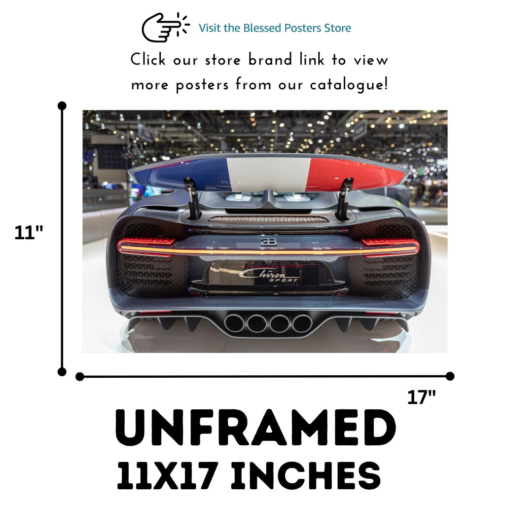 Blessed Posters Bugatti Chiron Wall Art – Modern Supercar Poster for Bedroom, Office, or Garage – Luxury Hypercar Print – Automotive Decor Gift for Car Enthusiasts