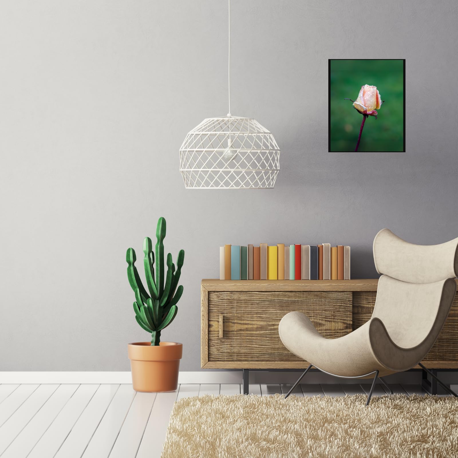 Peach Rose Bud Wall Art – Botanical Flower Poster for Home Decor, Aesthetic Vintage Floral Print for Living Room, Bedroom, Office, or Gallery Wall Decoration