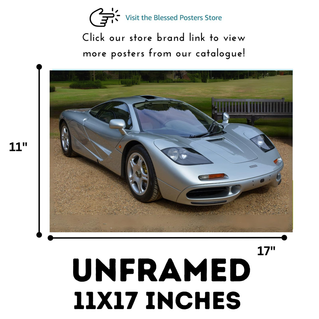 Blessed Posters McLaren F1 Poster Exotic Car Wall Art Iconic Supercar Print Garage Office Home Decoration