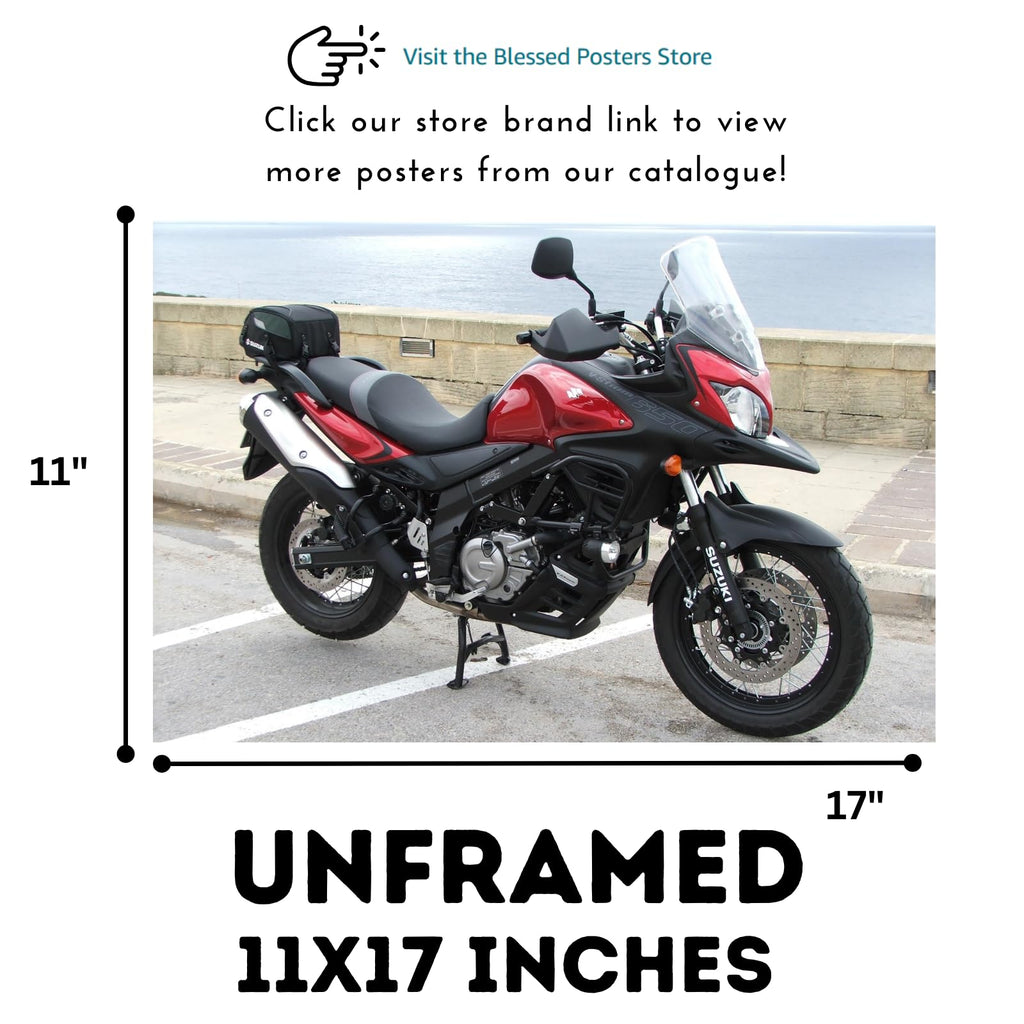 Suzuki V-Strom 650XT Motorcycle Poster - Adventure Sportbike Wall Art Print for Living Room, Office or Garage
