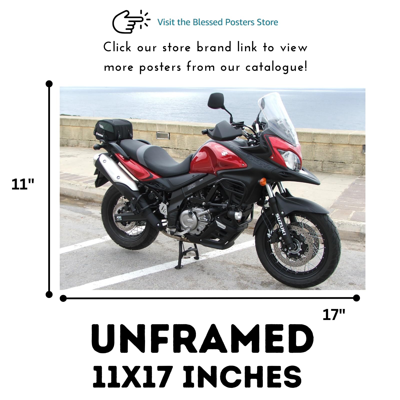 Suzuki V-Strom 650XT Motorcycle Poster - Adventure Sportbike Wall Art Print for Living Room, Office or Garage