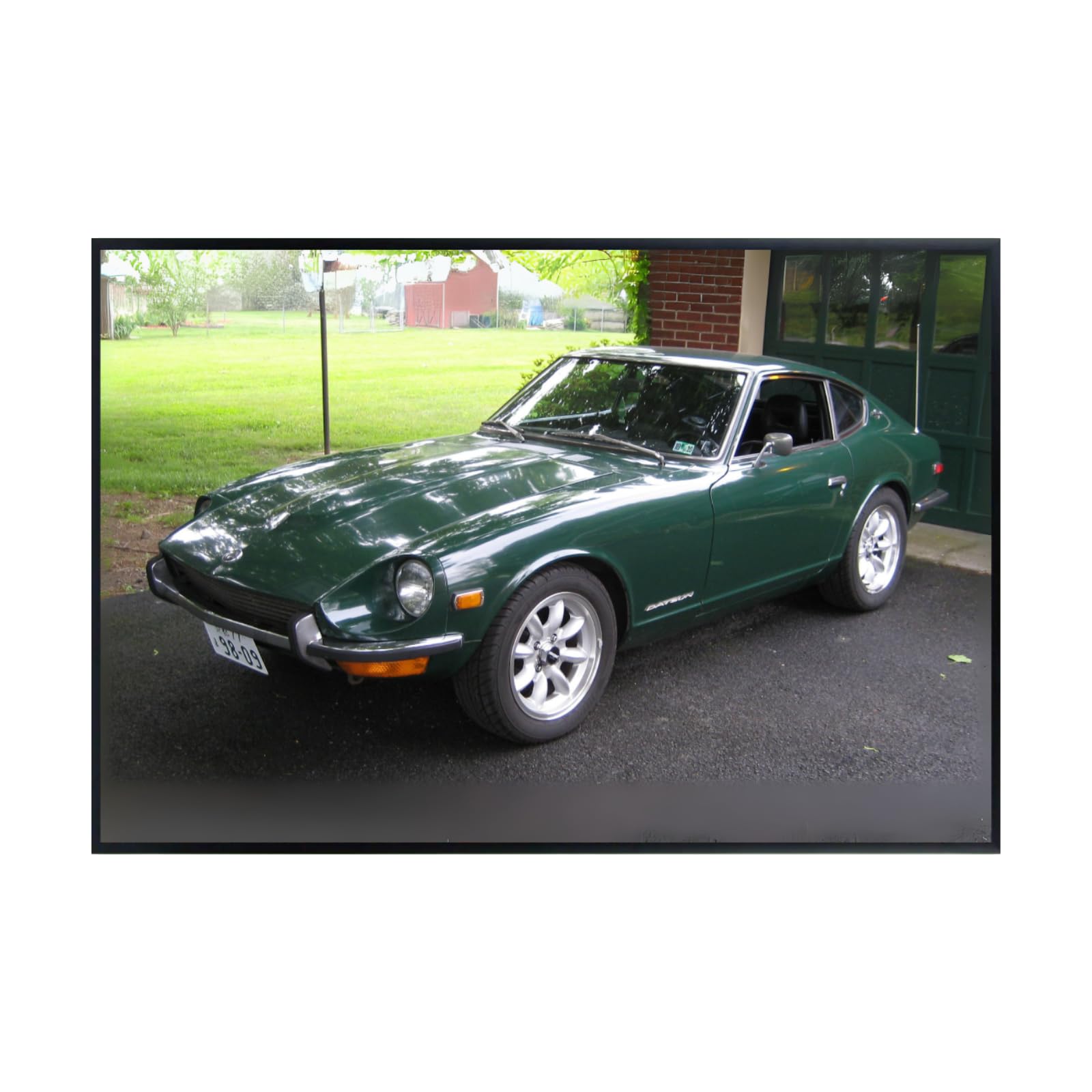 Blessed Posters Datsun 240Z Classic Car Poster – Retro Japanese Sports Coupe Wall Art for Garage Studio Man Cave – Collector’s Decor Accent