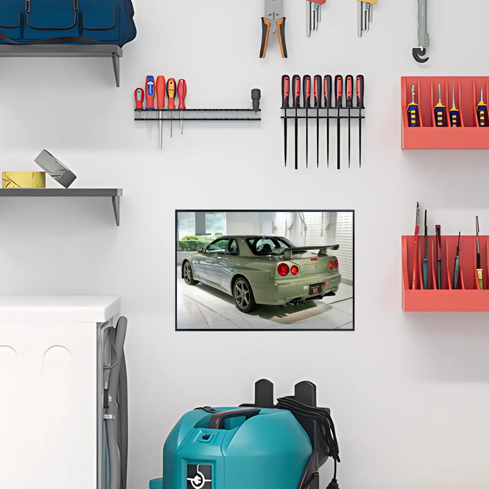 Blessed Posters Nissan Skyline GT-R R34 Poster – Iconic Japanese Sports Car Wall Art for Garage, Bedroom, Office, or Living Space – Vintage JDM Decor Accent