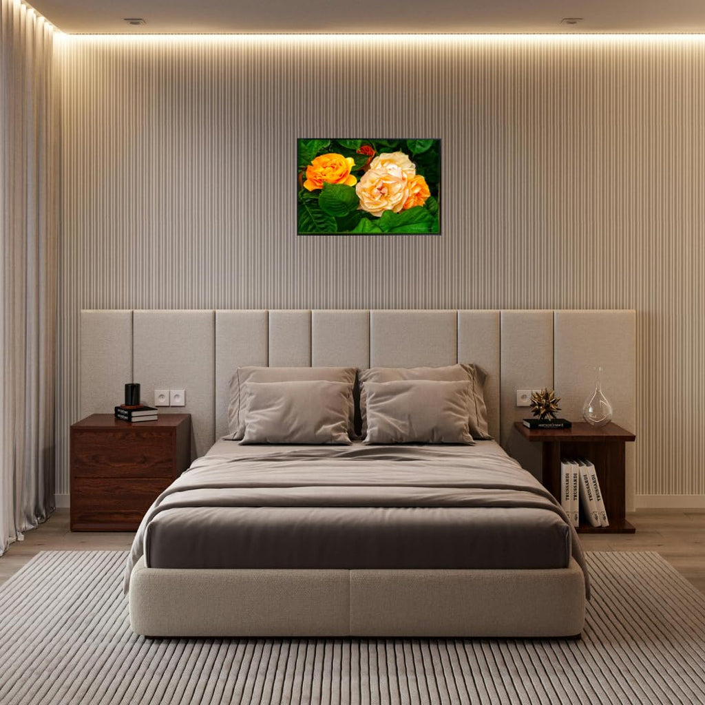 Amber Glow Rose Wall Art Poster – Floral Home Decor, Botanical Print for Living Room, Bedroom, Office, Gift, Nature Artwork