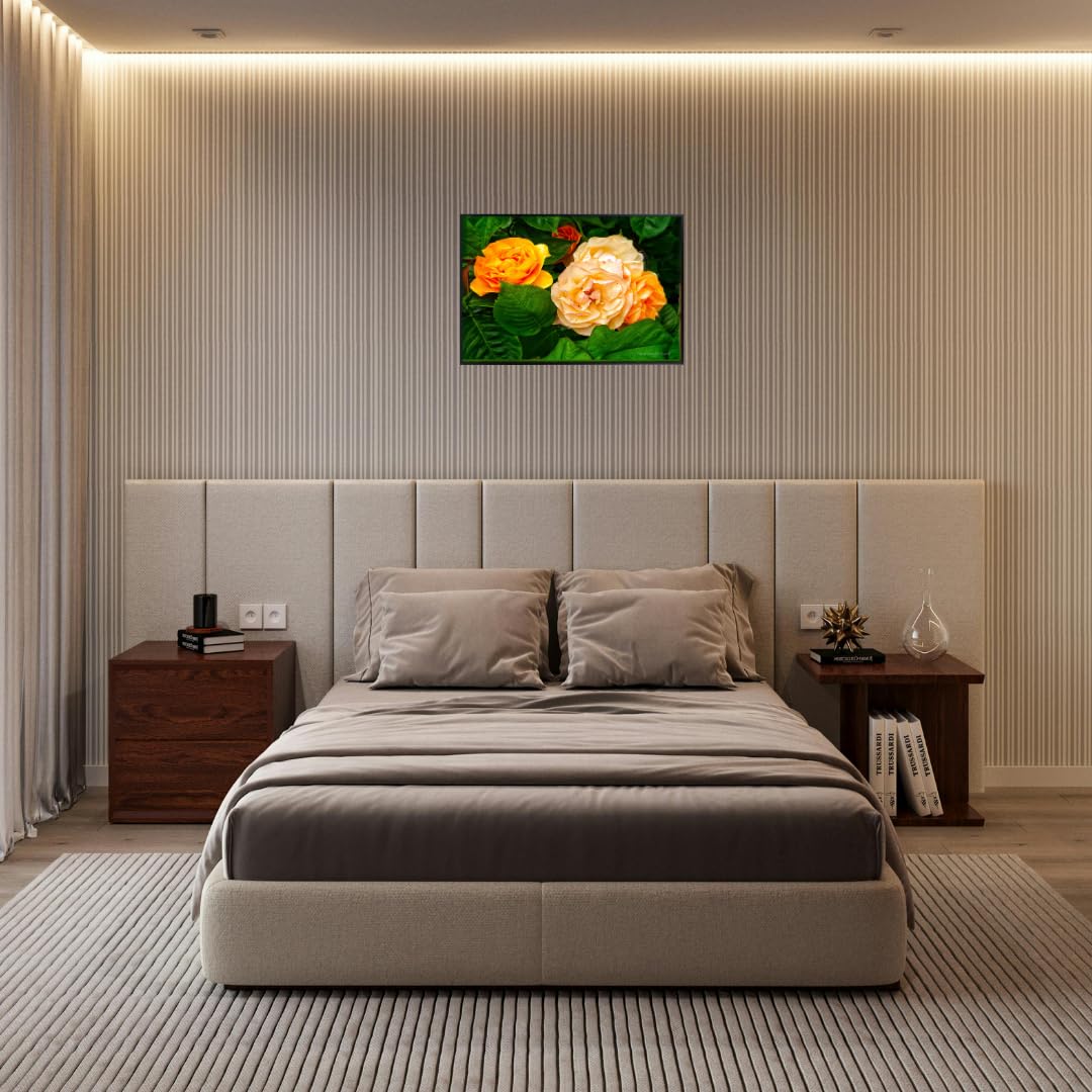 Amber Glow Rose Wall Art Poster – Floral Home Decor, Botanical Print for Living Room, Bedroom, Office, Gift, Nature Artwork