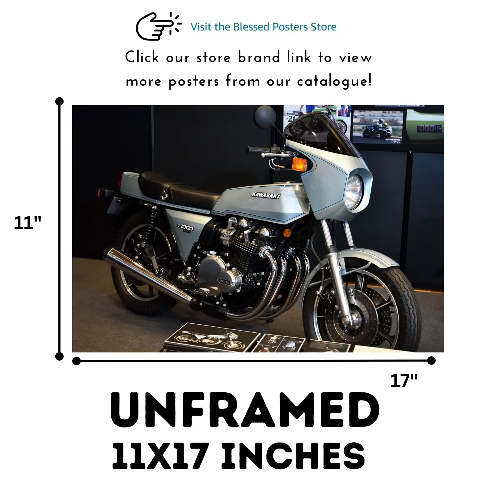 Kawasaki Z1-R Wall Poster –  Modern Motorbike Deco for Home, Garage, Man Cave
