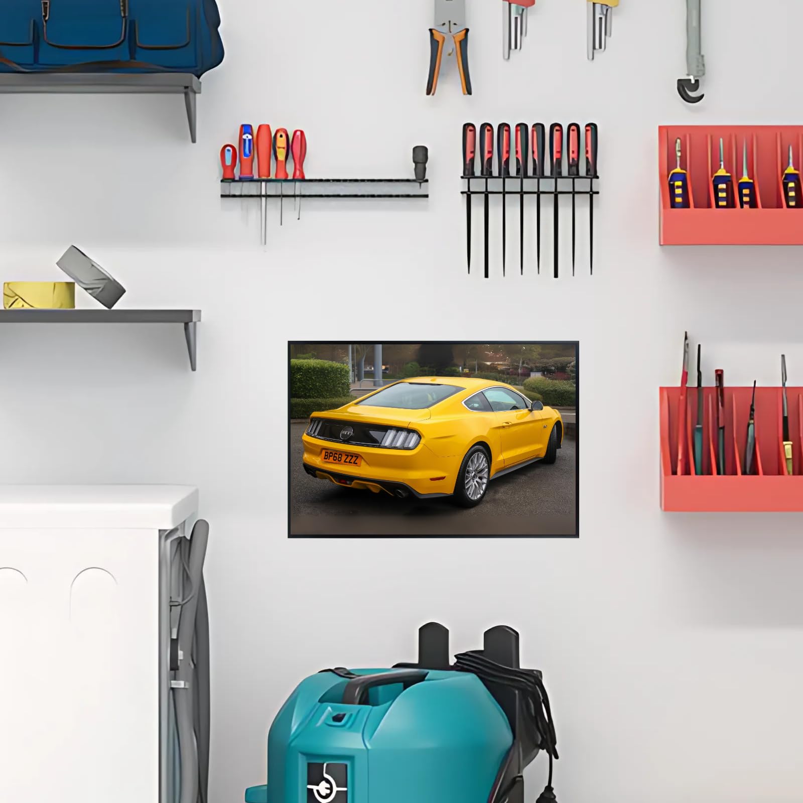 Blessed Posters Ford Mustang Boss 429 Wall Print – Vintage Muscle Car Poster for Garage Office Bedroom Living Room Décor – Classic Car Gift