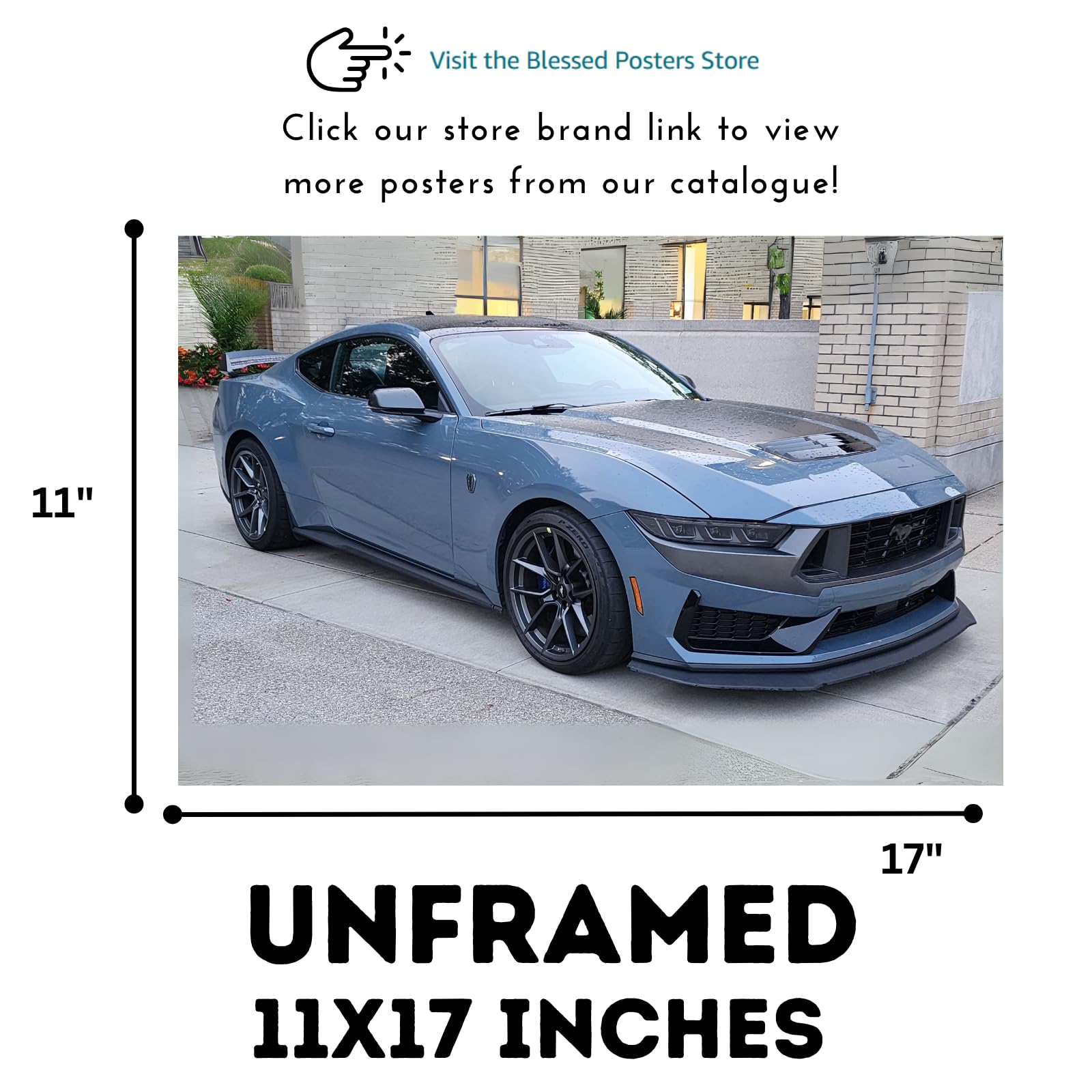 Blessed Posters Ford Mustang Boss 429 Print – Classic Muscle Car Poster for Home Garage Office Bedroom Décor – Automotive Gift