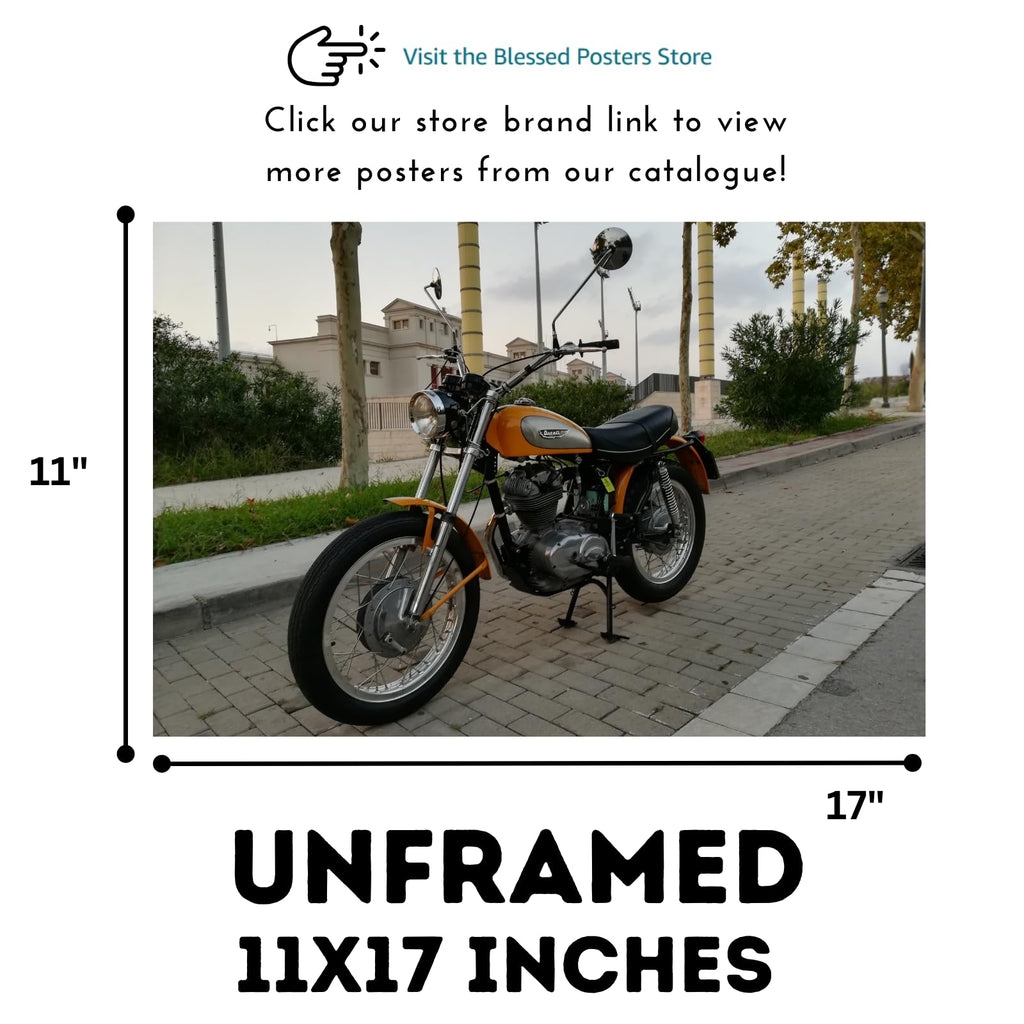 Ducati Scrambler Motorcycle Poster - Classic Bike Decor for Garage, Office, Living Room or Man Cave