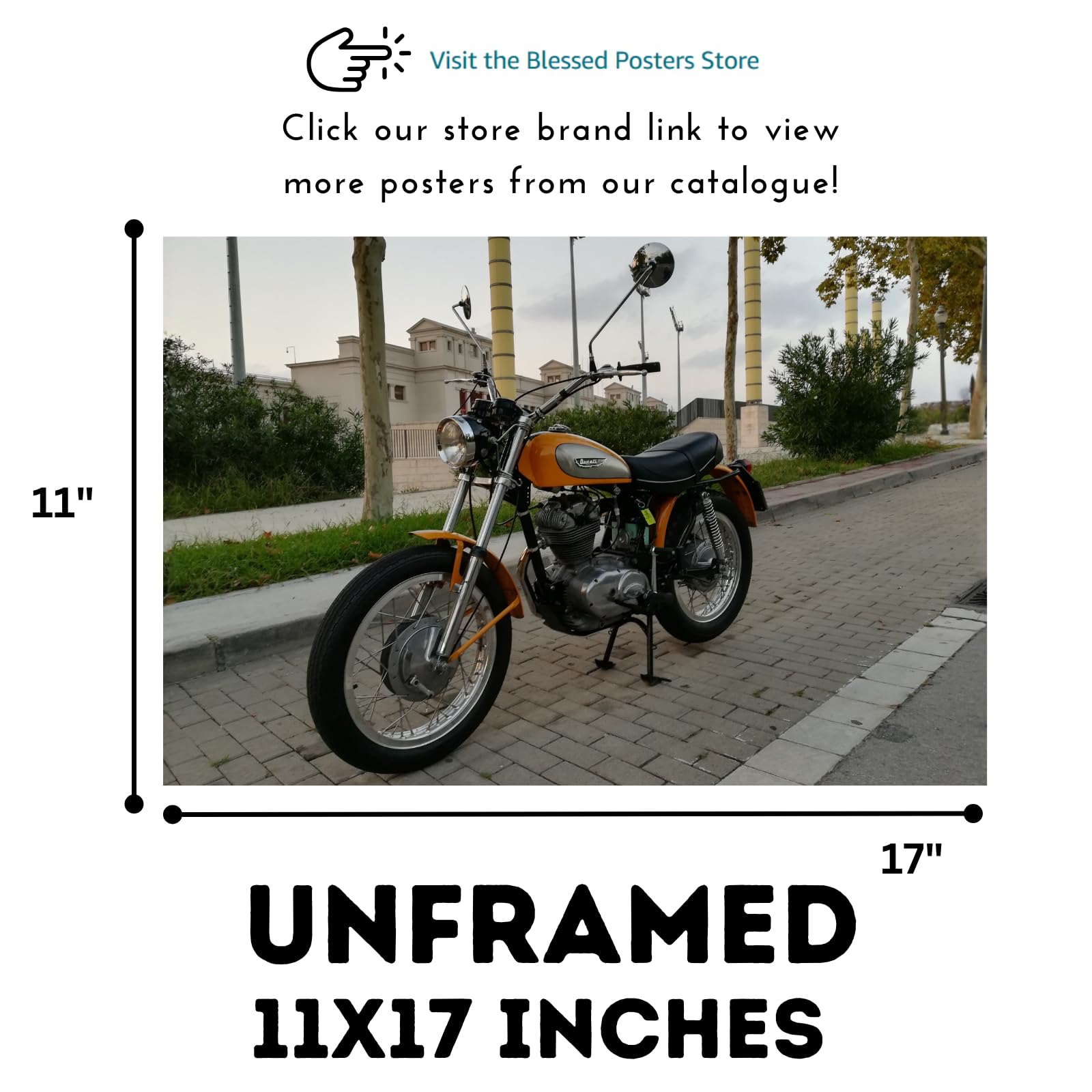 Ducati Scrambler Motorcycle Poster - Classic Bike Decor for Garage, Office, Living Room or Man Cave