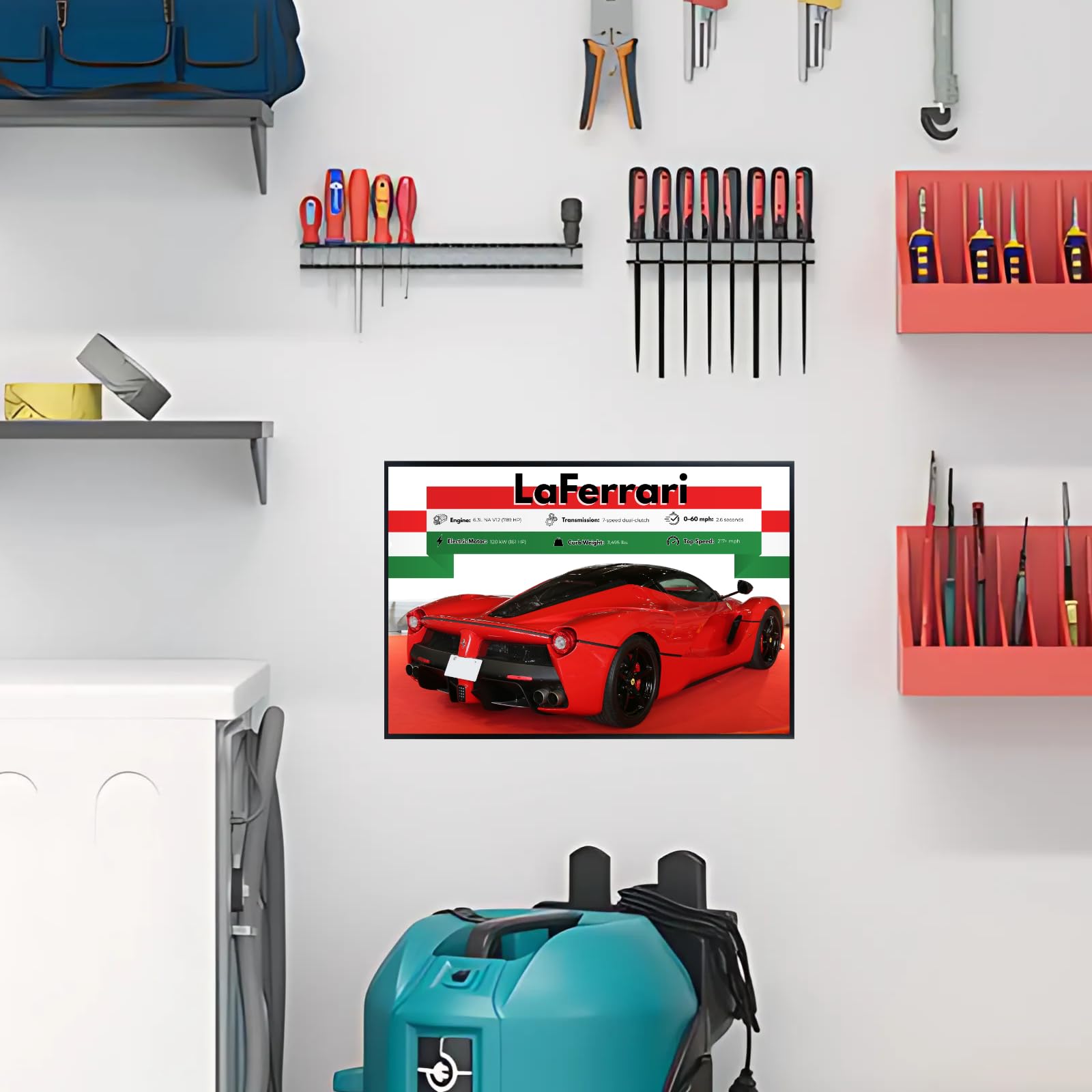 Blessed Posters Ferrari LaFerrari Poster – Italian Supercar Wall Art Print, Hypercar Artwork for Bedroom, Living Room, or Office Decor