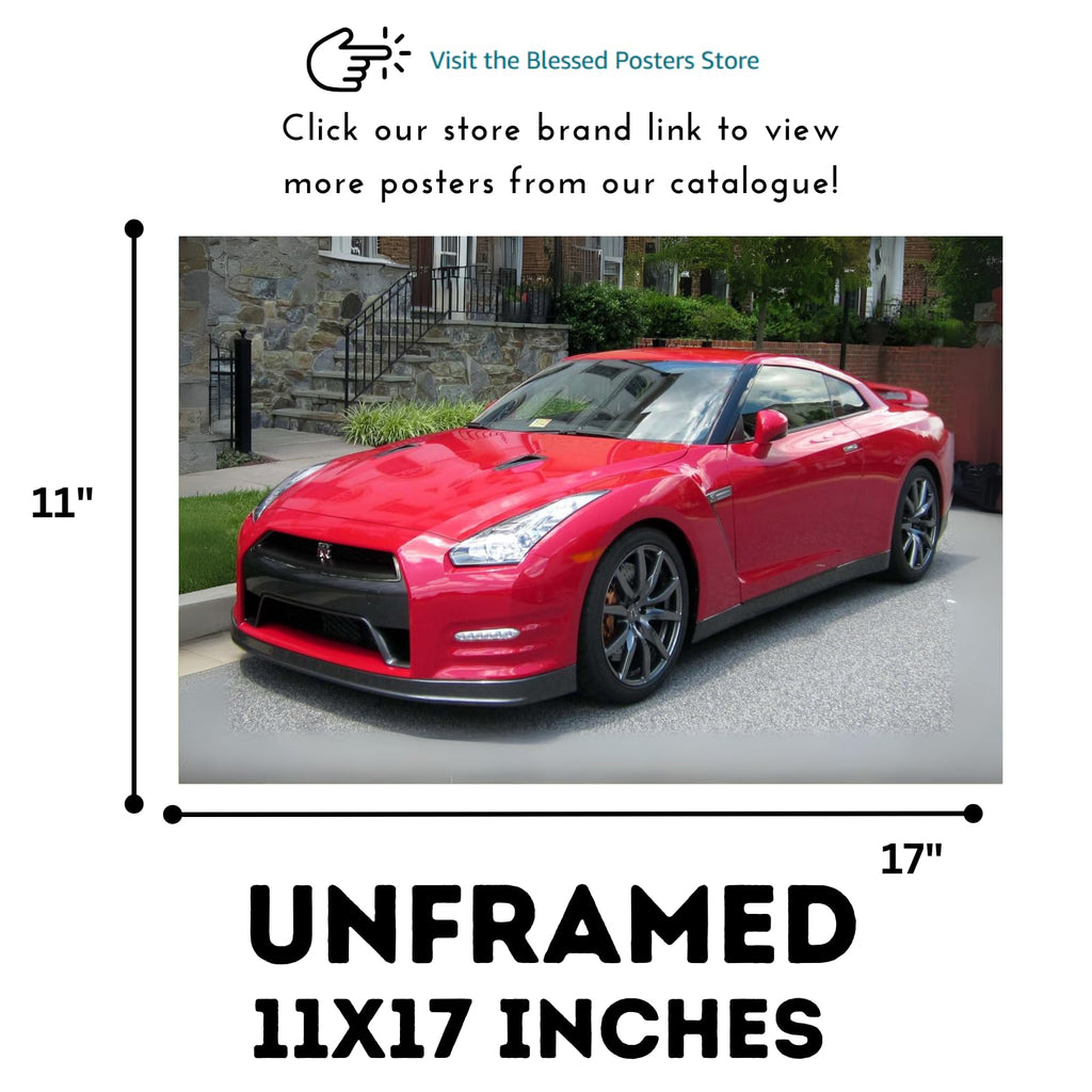 Blessed Posters Nissan GT-R Wall Art – JDM Sports Car Poster for Bedroom, Office, or Living Room – Classic Japanese Performance Car Print – Racing Automotive Decor Gift