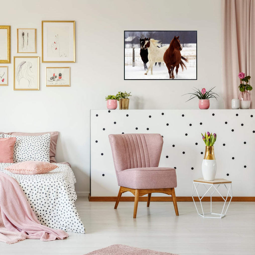 Wildlife Wall Art – Carlton Horses Poster Print for Bedroom, Living Room, Office, or Study Décor