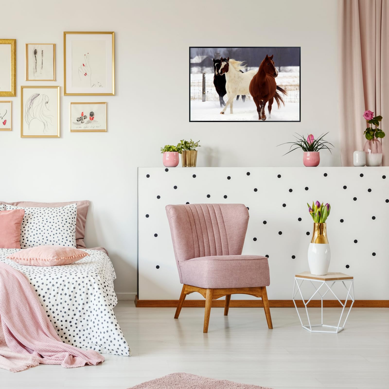 Wildlife Wall Art – Carlton Horses Poster Print for Bedroom, Living Room, Office, or Study Décor