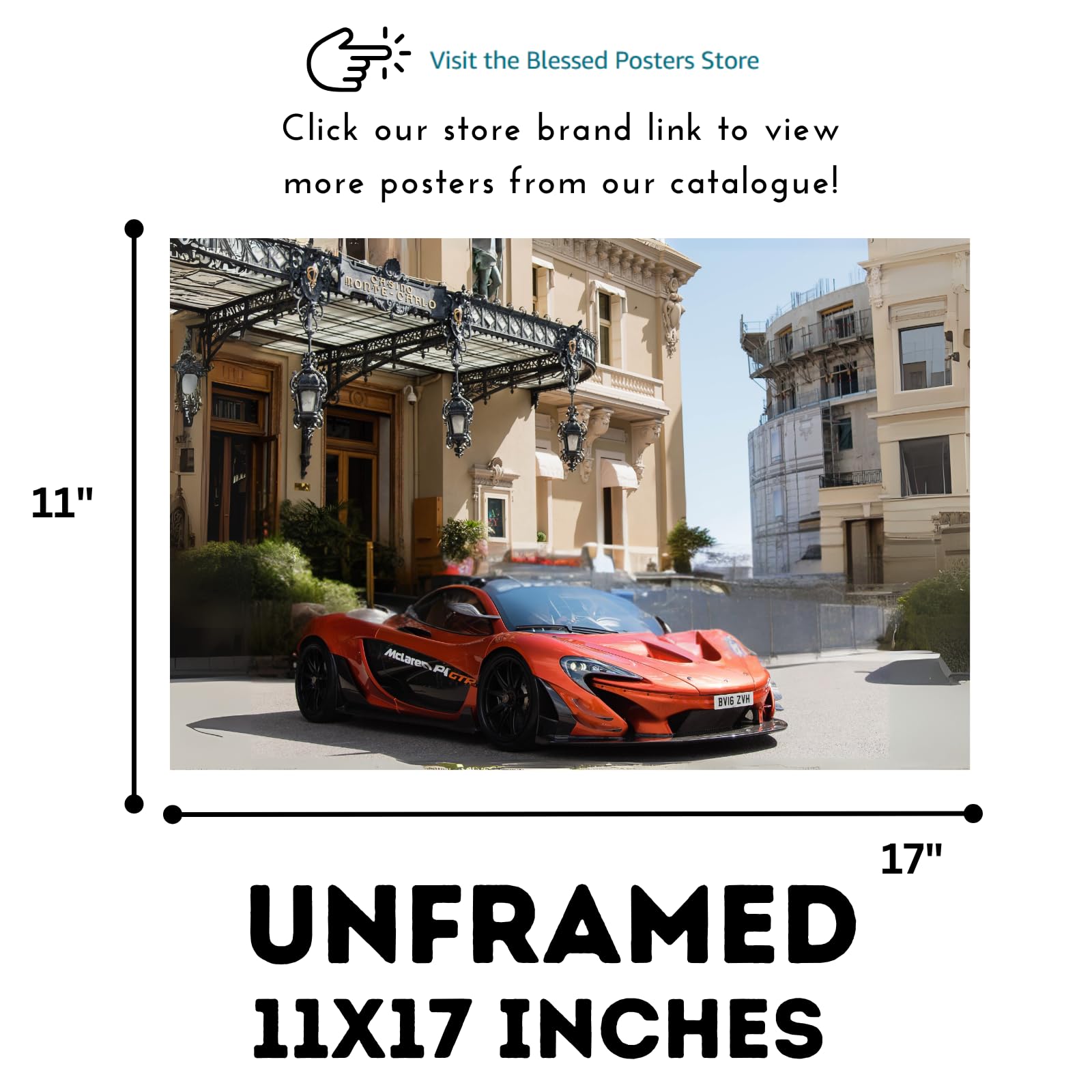 Blessed Posters McLaren P1 GTR Poster – Luxury Supercar Wall Art Print for Living Room Bedroom Office Garage – Exotic Sports Car Gift