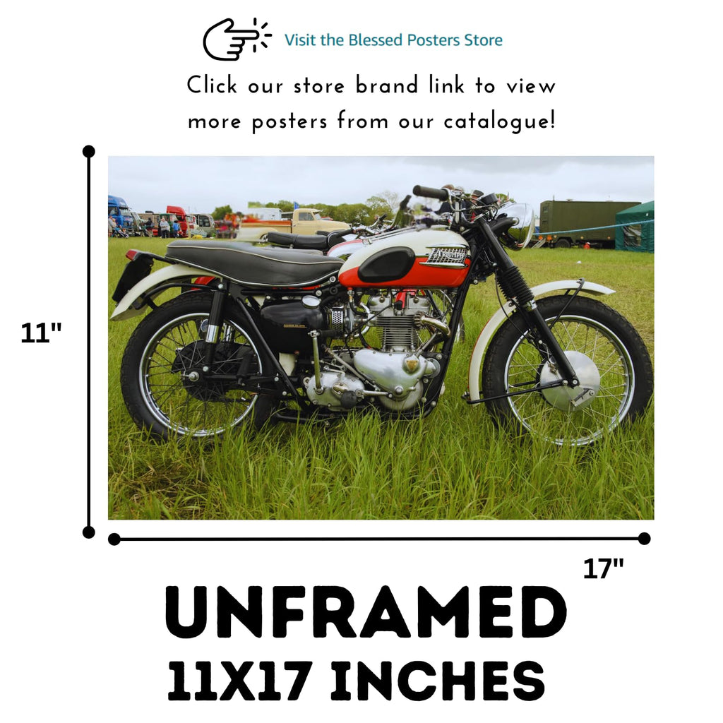 Triumph TR6 Trophy Motorcycle Poster – Classic Bike Wall Deco for Garage, Office, or Living Room