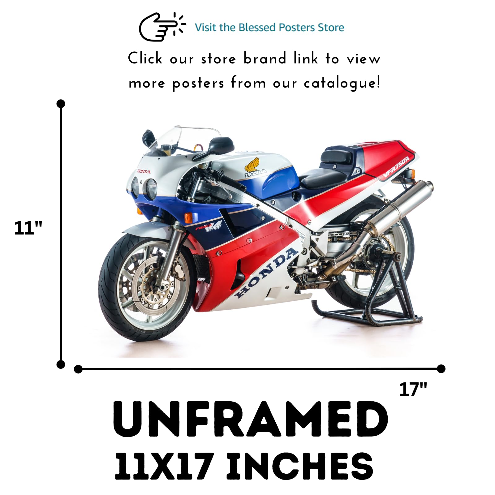 VFR750R RC30 Poster - Sport Motorcycle Wall Art for Living Room, Garage or Man Cave