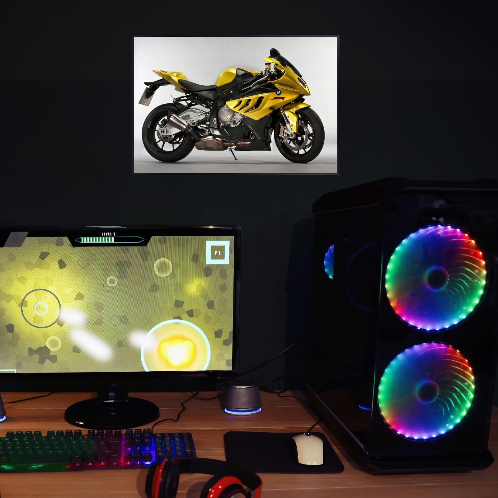 BMW S1000RR Motorcycle Wall Art Poster – Modern Motorbike Decor for Garage, Office, or Living Room