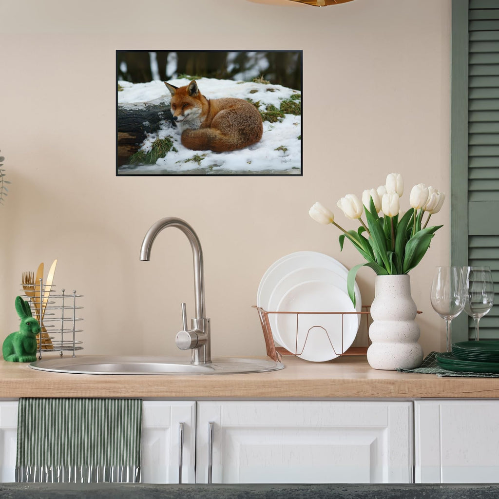Snow Fox Poster – Wildlife Nature Wall Art Print for Bedroom, Living Room, Office, or Study Décor