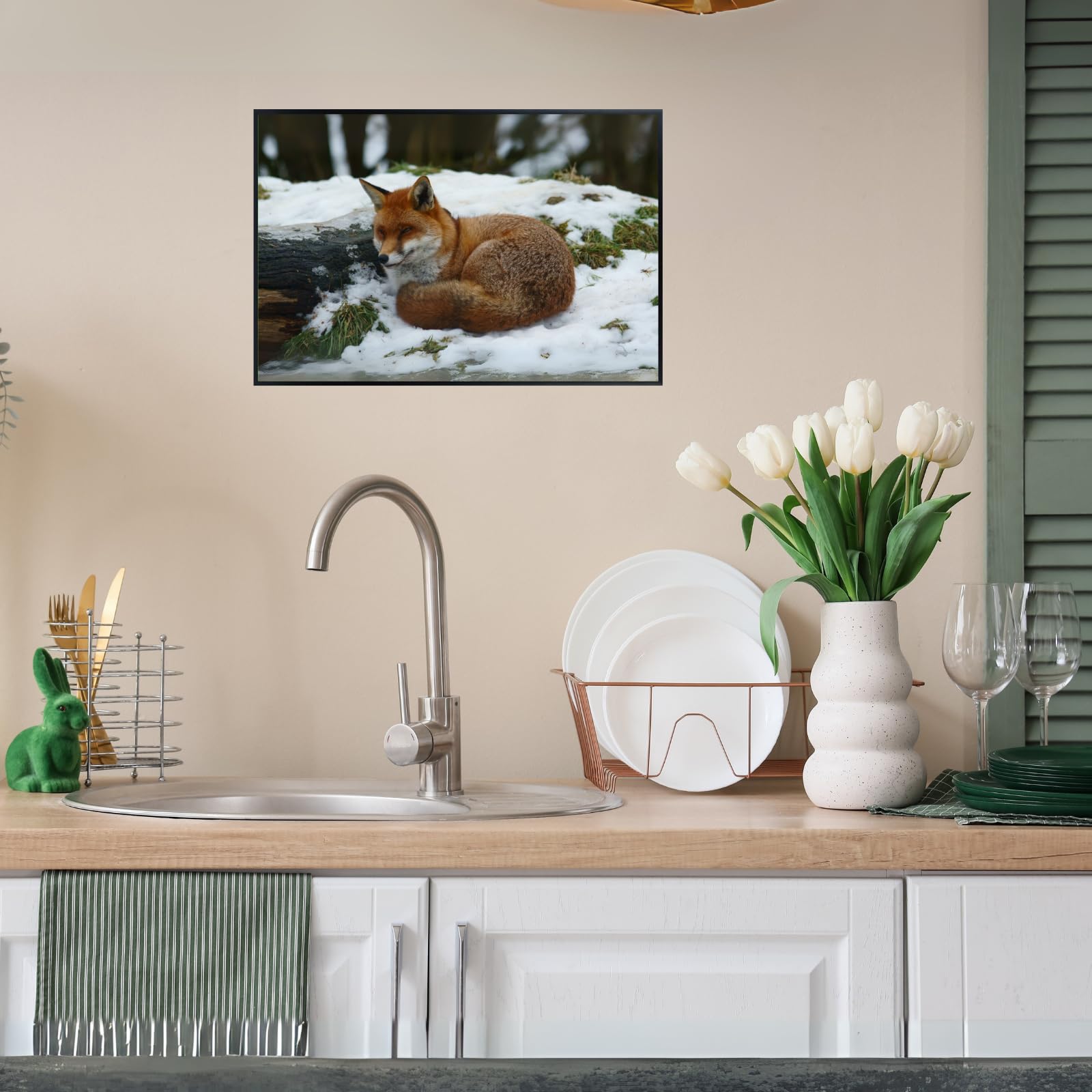 Snow Fox Poster – Wildlife Nature Wall Art Print for Bedroom, Living Room, Office, or Study Décor