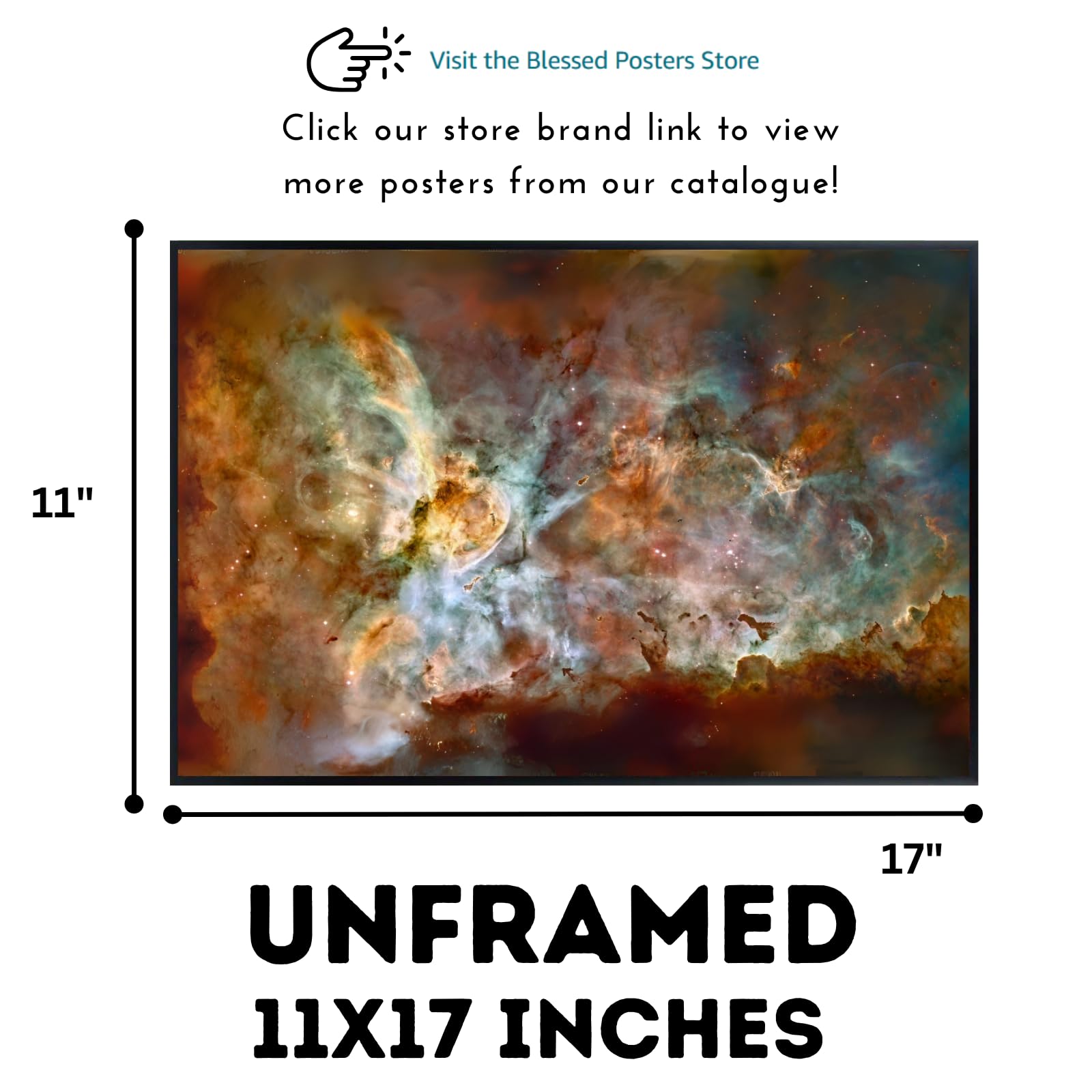 Blessed Posters Carina Nebula Poster – Galaxy Night Sky Wall Art Print – Space Astronomy Photography for Bedroom Living Room Home Office Decor