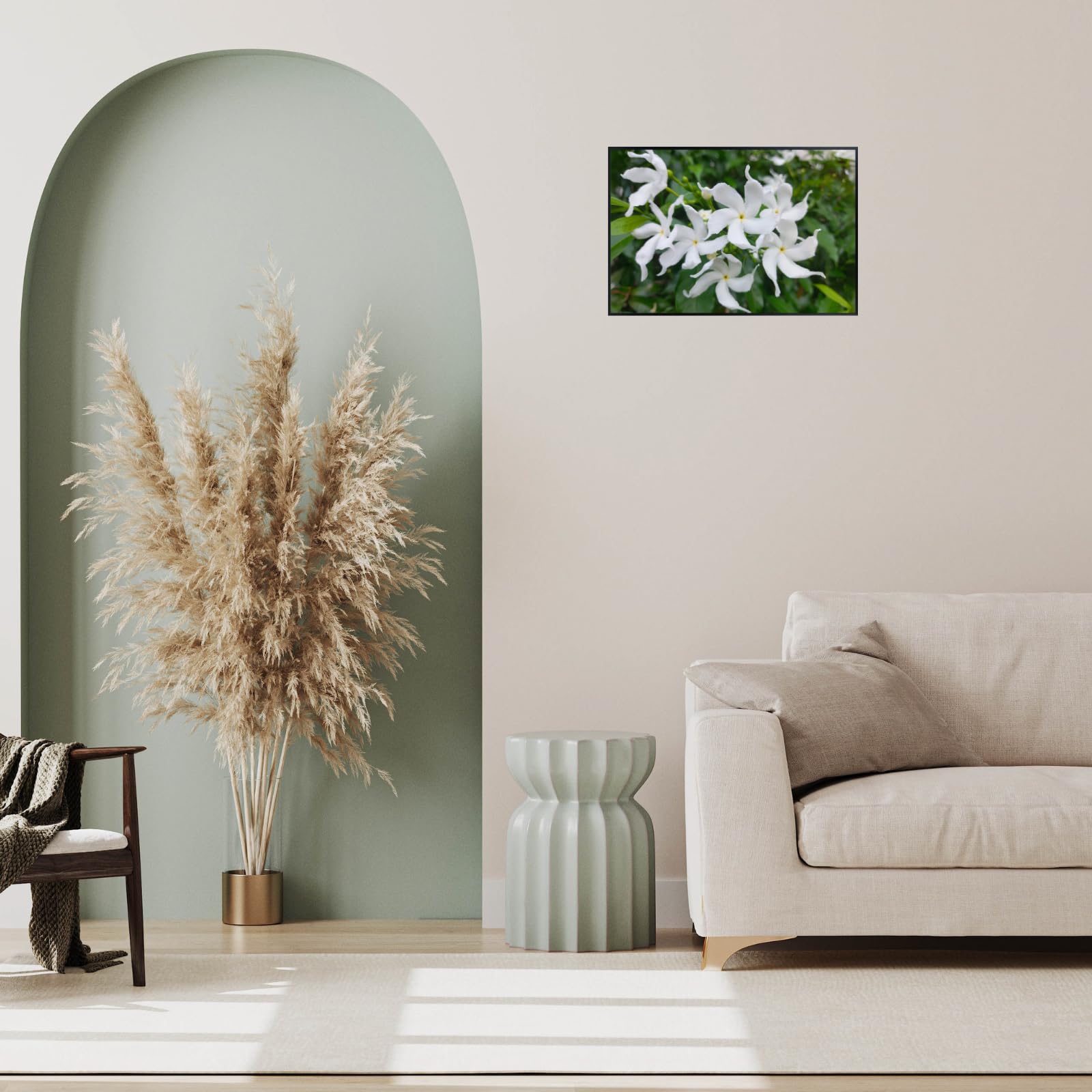White Japanese Jasmine Wall Art Poster – Botanical Print for Home Decor, Living Room, Bedroom, Office, Modern Nature Artwork