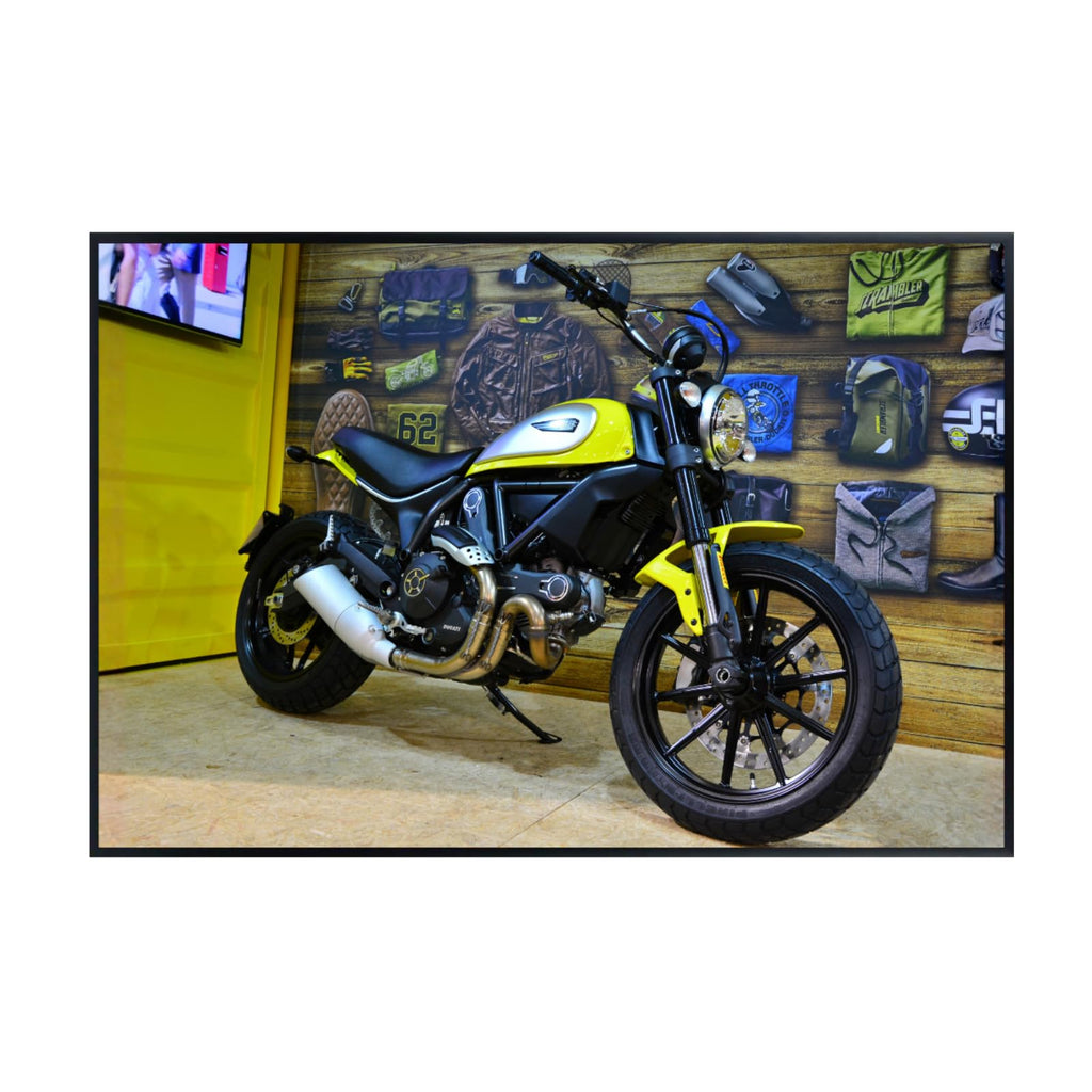 Ducati Scrambler Motorcycle Poster -  Classic Bike Decor for Garage, Office, or Man Cave