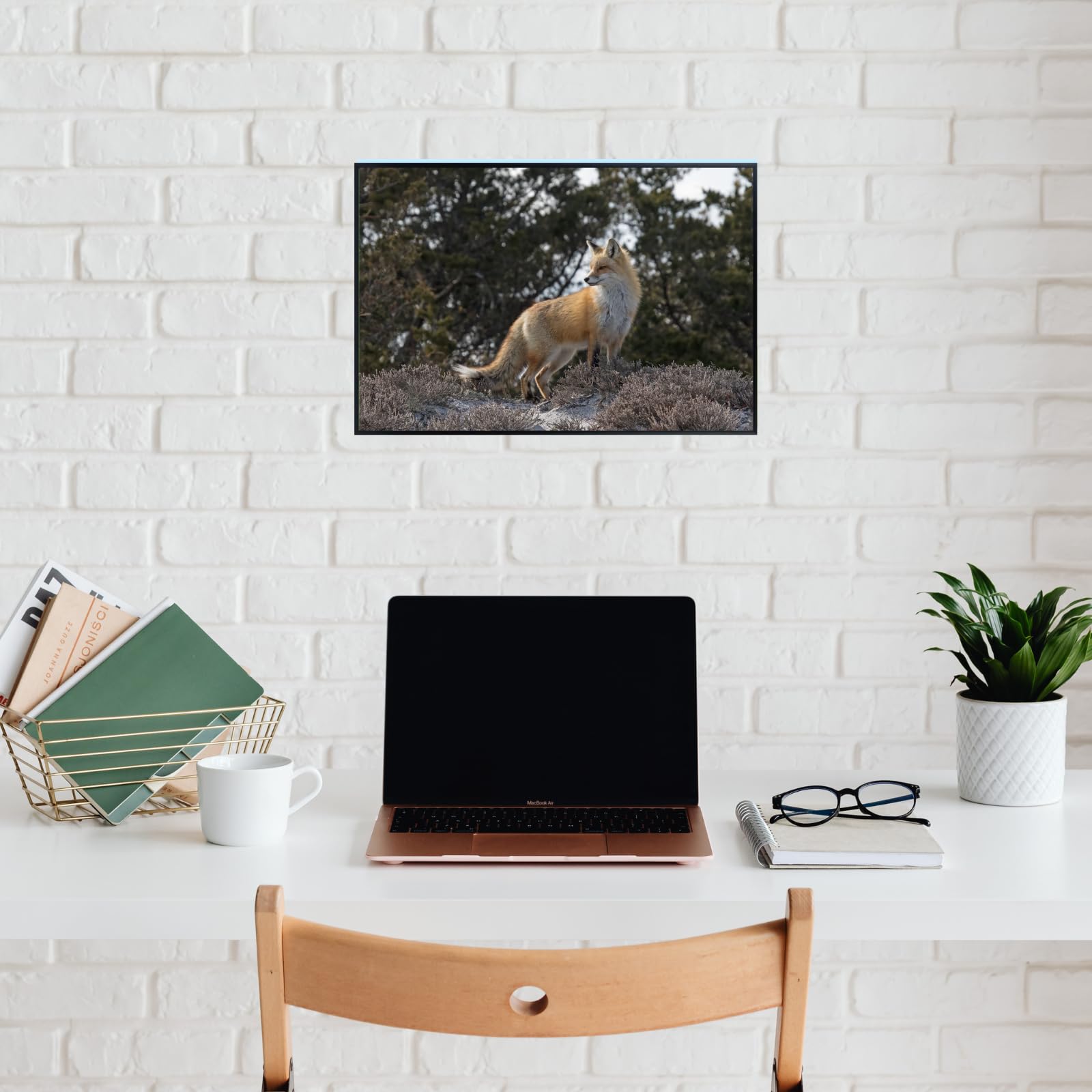 Red Fox Wall Art – Rustic Wildlife Poster Print for Living Room, Bedroom, Office, or Study Décor