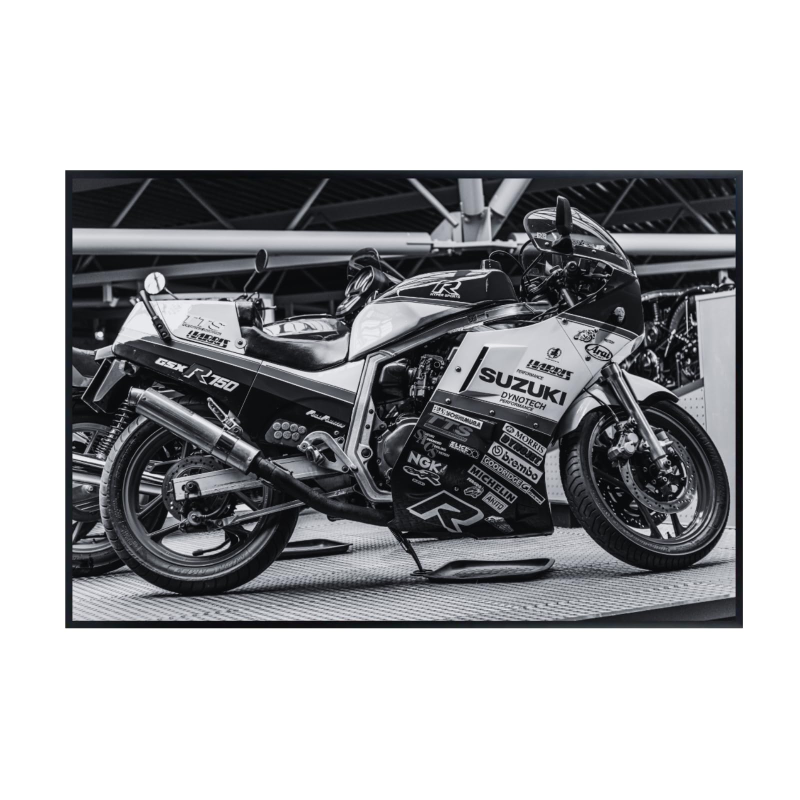 Suzuki GSX-R750 Motorcycle Poster - Sport Bike Wall Art Print for Garage, Office, Man Cave